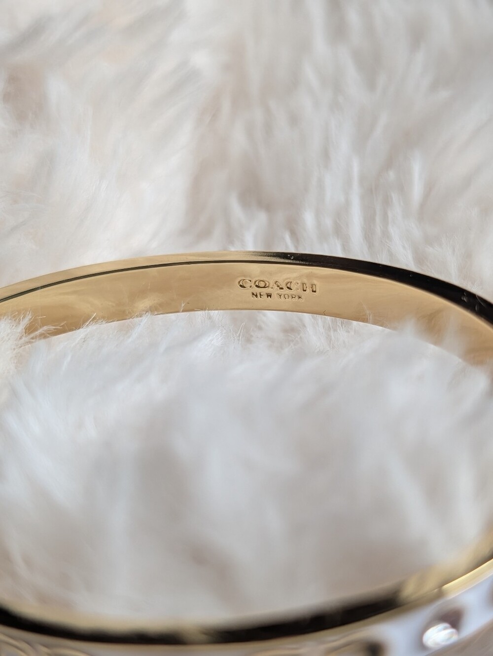 COACH Signature Black Gold Crystal Hinge Bangle Bracelet - Picture 4 of 4